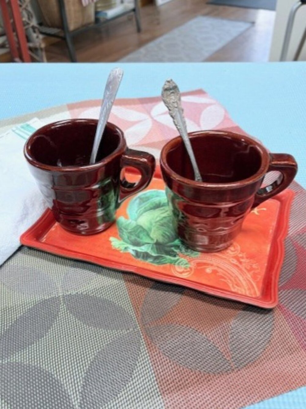Daisy Dot, Brown Glaze Vintage Coffee Mugs